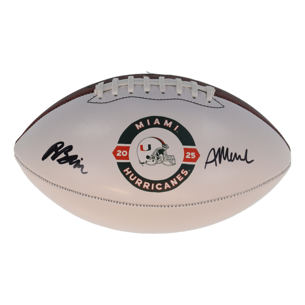 Rueben Bain Jr. & Akheem Mesidor Signed 2025 Miami Hurricanes Logo Football (Beckett) at PristineAuction.com