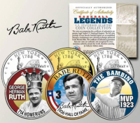Babe Ruth Set of (3) New York State Quarters at PristineAuction.com