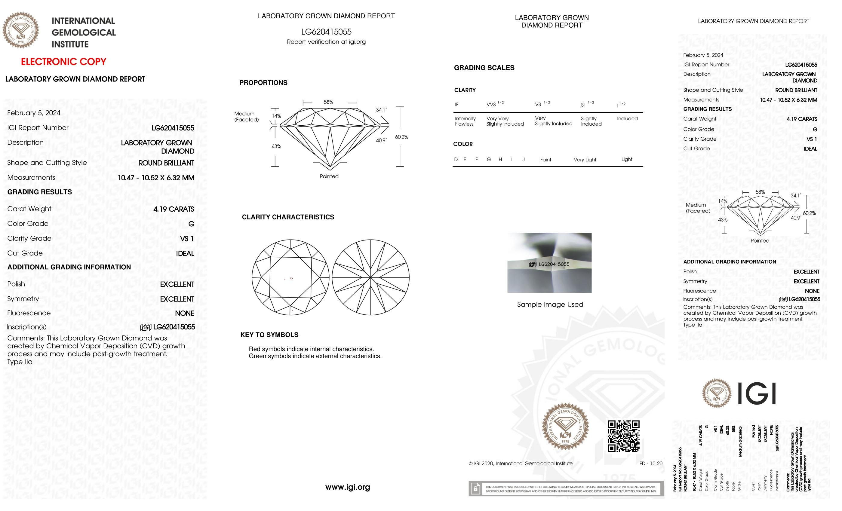 4.19 Carats Lab Grown Diamond Ring G, VS1 | $7,000 Estimated Retail Value (UGL & IGI Certs) | Round Ideal Cut| Brand New at PristineAuction.com 4.19 Carats Lab Grown Diamond Ring G, VS1 | $7,000 Estimated Retail Value (UGL & IGI Certs) | Round Ideal Cut| Brand New at PristineAuction.com