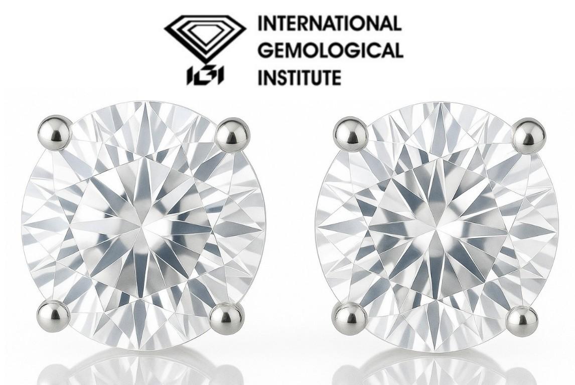 3.57 Carats Lab Grown Diamond Stud Earrings F, VVS2 | $6,000 Estimated Retail Value (UGL & IGI Certs) | Round Ideal Cut| Brand New at PristineAuction.com 3.57 Carats Lab Grown Diamond Stud Earrings F, VVS2 | $6,000 Estimated Retail Value (UGL & IGI Certs) | Round Ideal Cut| Brand New at PristineAuction.com