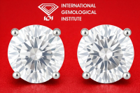 2.00 Carats Lab Grown Diamond Stud Earrings D, VS2 | $3,700 Estimated Retail Value (UGL & IGI Certs) | Round Ideal Cut| Brand New at PristineAuction.com