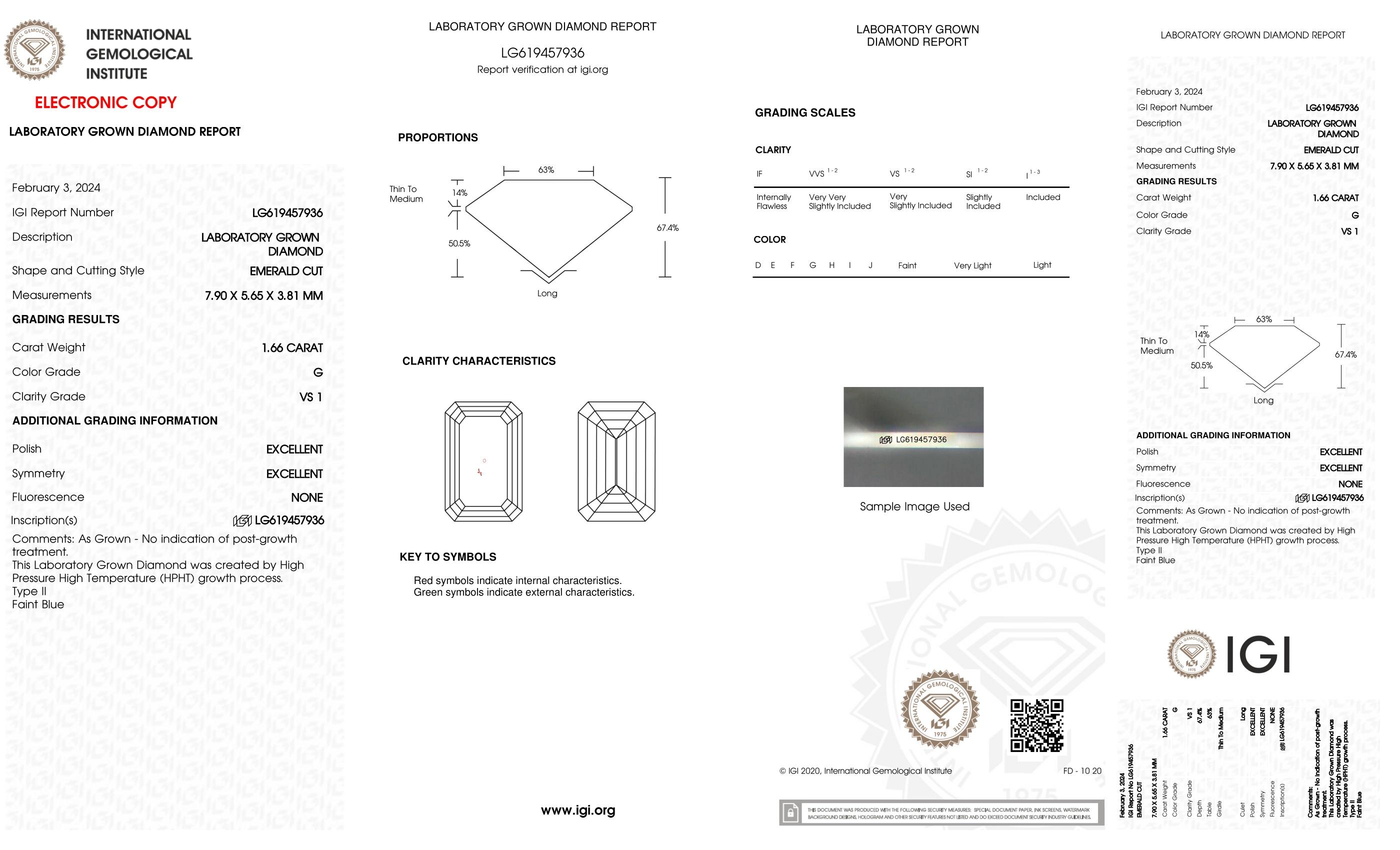 1.66 Carats Lab Grown Diamond Loose G, VS1 | IGI Cert at PristineAuction.com 1.66 Carats Lab Grown Diamond Loose G, VS1 | IGI Cert at PristineAuction.com