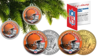 Browns Set of (2) Christmas Tree Ornaments JFK Half Dollar Coins at PristineAuction.com