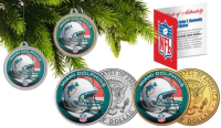 Dolphins Set of (2) Christmas Tree Ornaments JFK Half Dollar Coins at PristineAuction.com