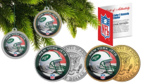 Jets Set of (2) Christmas Tree Ornaments JFK Half Dollar Coins at PristineAuction.com