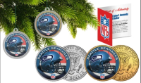 Seahawks Set of (2) Christmas Tree Ornaments JFK Half Dollar Coins at PristineAuction.com