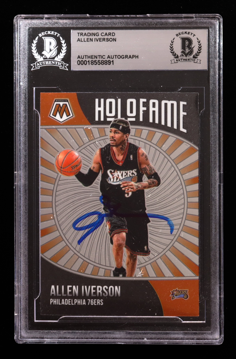 Allen Iverson Signed 2020-21 Panini Mosaic HoloFame #1 (BGS) at PristineAuction.com Allen Iverson Signed 2020-21 Panini Mosaic HoloFame #1 (BGS) at PristineAuction.com