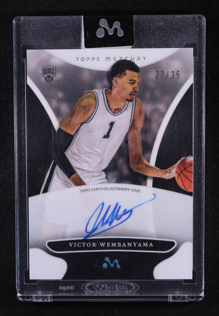 Victor Wembanyama 2023-24 Topps Mercury Victor Wembanyama Autographs White Refractors #WA4 #27/35 RC at PristineAuction.com Victor Wembanyama 2023-24 Topps Mercury Victor Wembanyama Autographs White Refractors #WA4 #27/35 RC at PristineAuction.com