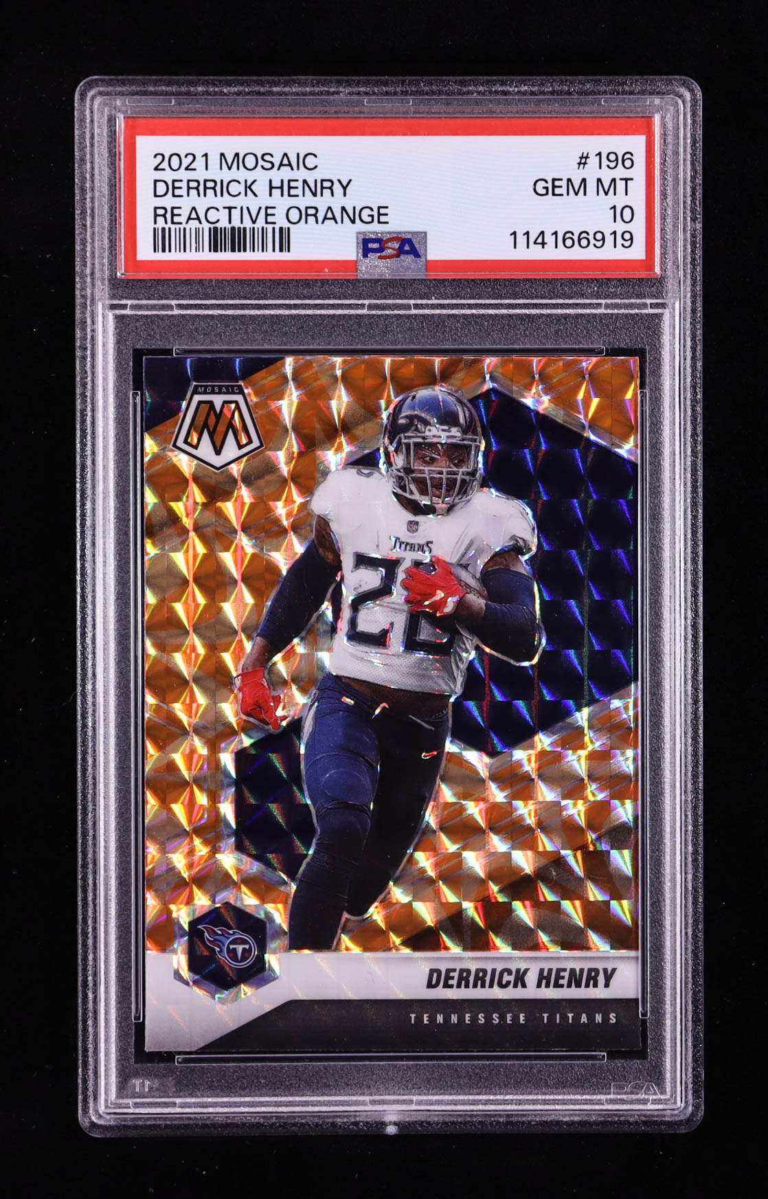 Derrick Henry 2021 Panini Mosaic Mosaic Reactive Orange #196 (PSA 10) at PristineAuction.com Derrick Henry 2021 Panini Mosaic Mosaic Reactive Orange #196 (PSA 10) at PristineAuction.com