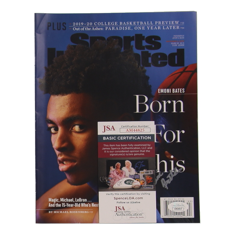 Emoni Bates Signed 2018 Sports Illustrated Magazine (JSA) at PristineAuction.com Emoni Bates Signed 2018 Sports Illustrated Magazine (JSA) at PristineAuction.com