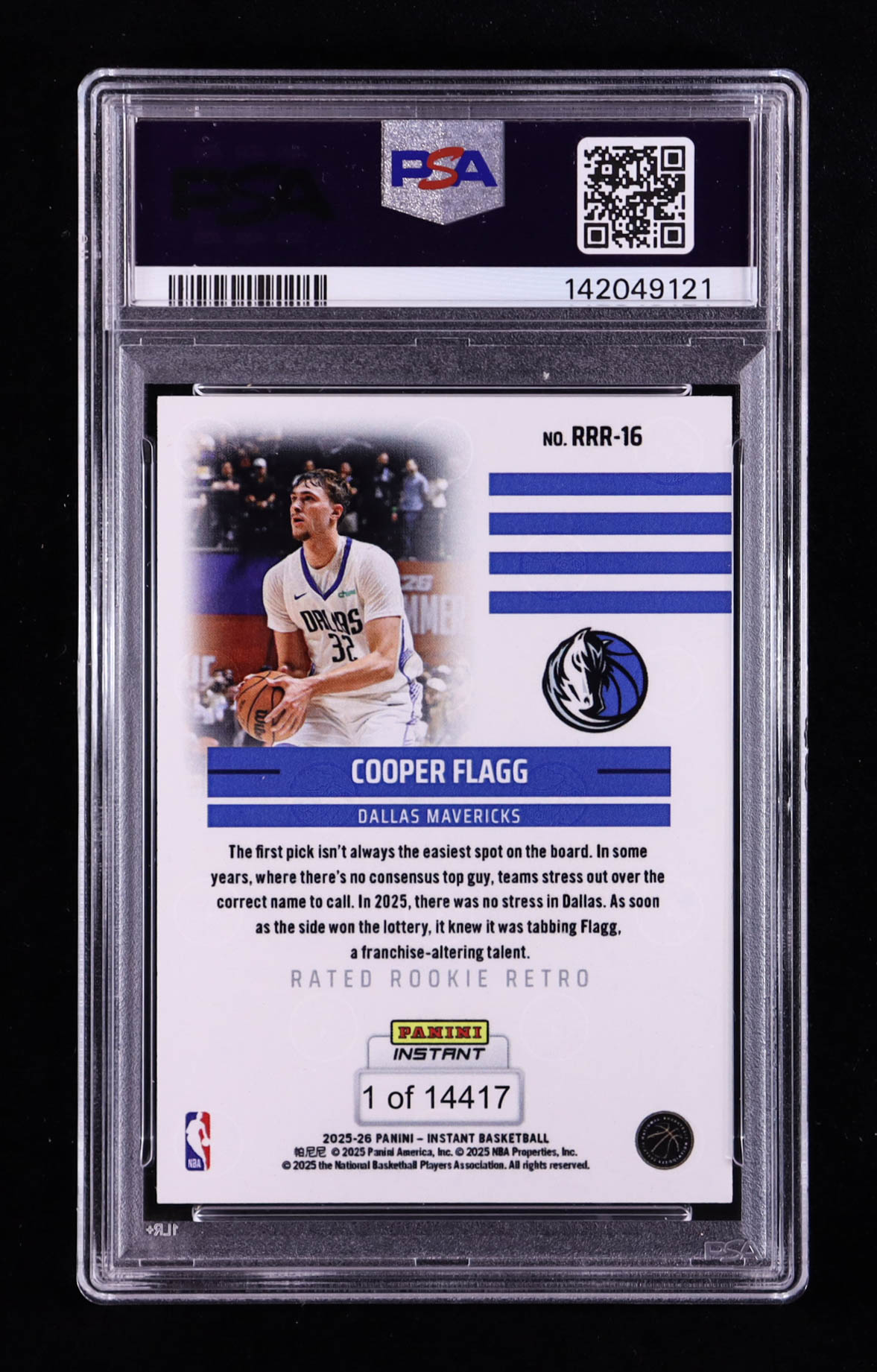 Cooper Flagg 2025-26 Panini Instant Rated Rookie Retro #RRR16 RC (PSA 10) at PristineAuction.com Cooper Flagg 2025-26 Panini Instant Rated Rookie Retro #RRR16 RC (PSA 10) at PristineAuction.com