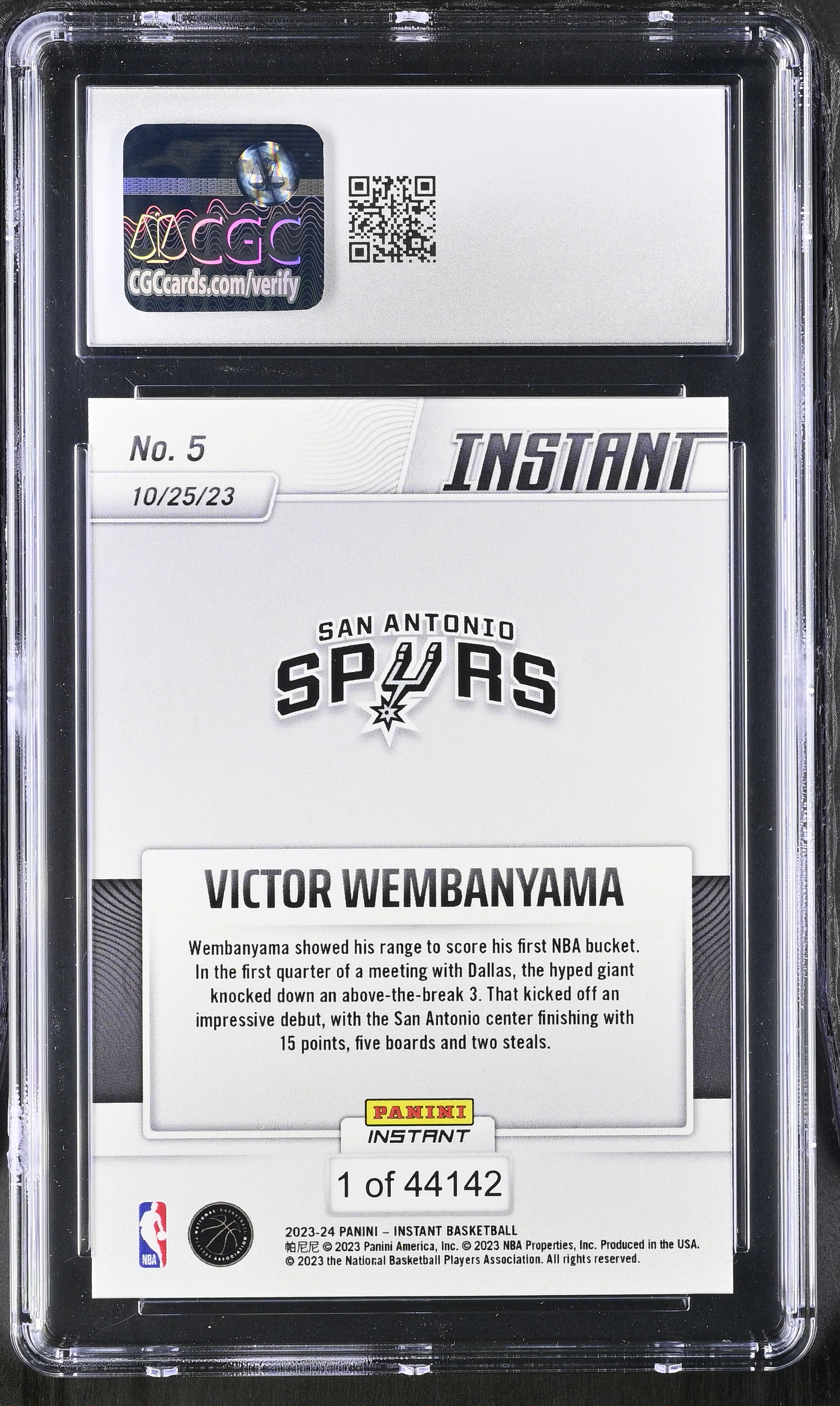 Victor Wembanyama 2023-24 Panini Instant #5 RC (CGC 9) at PristineAuction.com Victor Wembanyama 2023-24 Panini Instant #5 RC (CGC 9) at PristineAuction.com