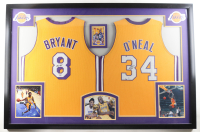 Kobe Bryant & Shaquille O'Neal Signed Custom Framed Jersey Display with Photos (PSA & Beckett) at PristineAuction.com
