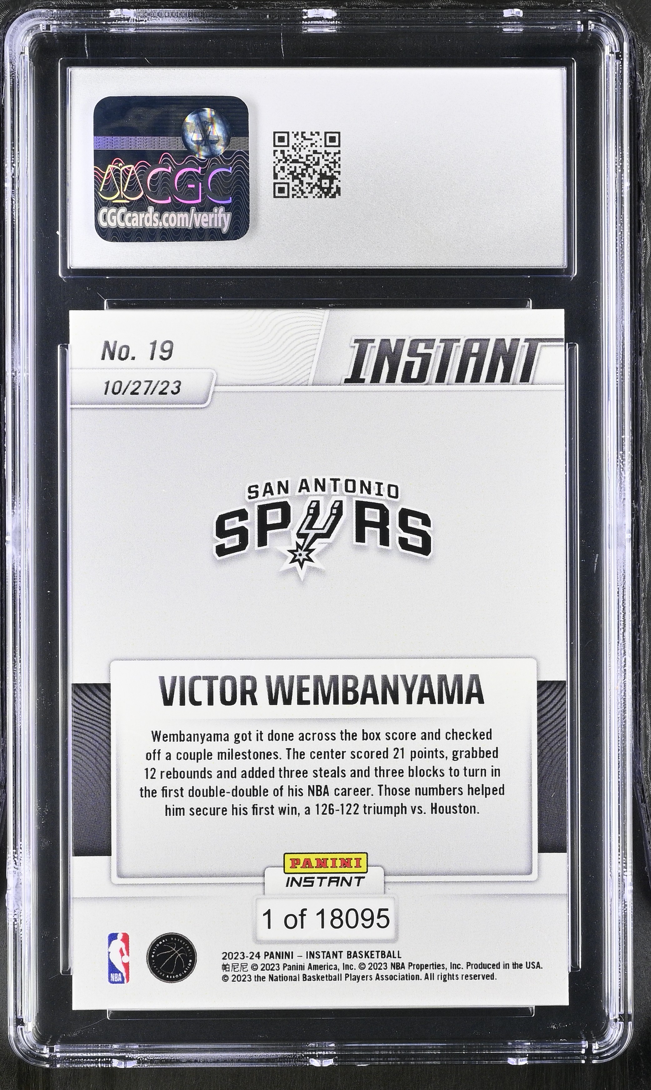 Victor Wembanyama 2023-24 Panini Instant #19 (CGC 9) at PristineAuction.com Victor Wembanyama 2023-24 Panini Instant #19 (CGC 9) at PristineAuction.com