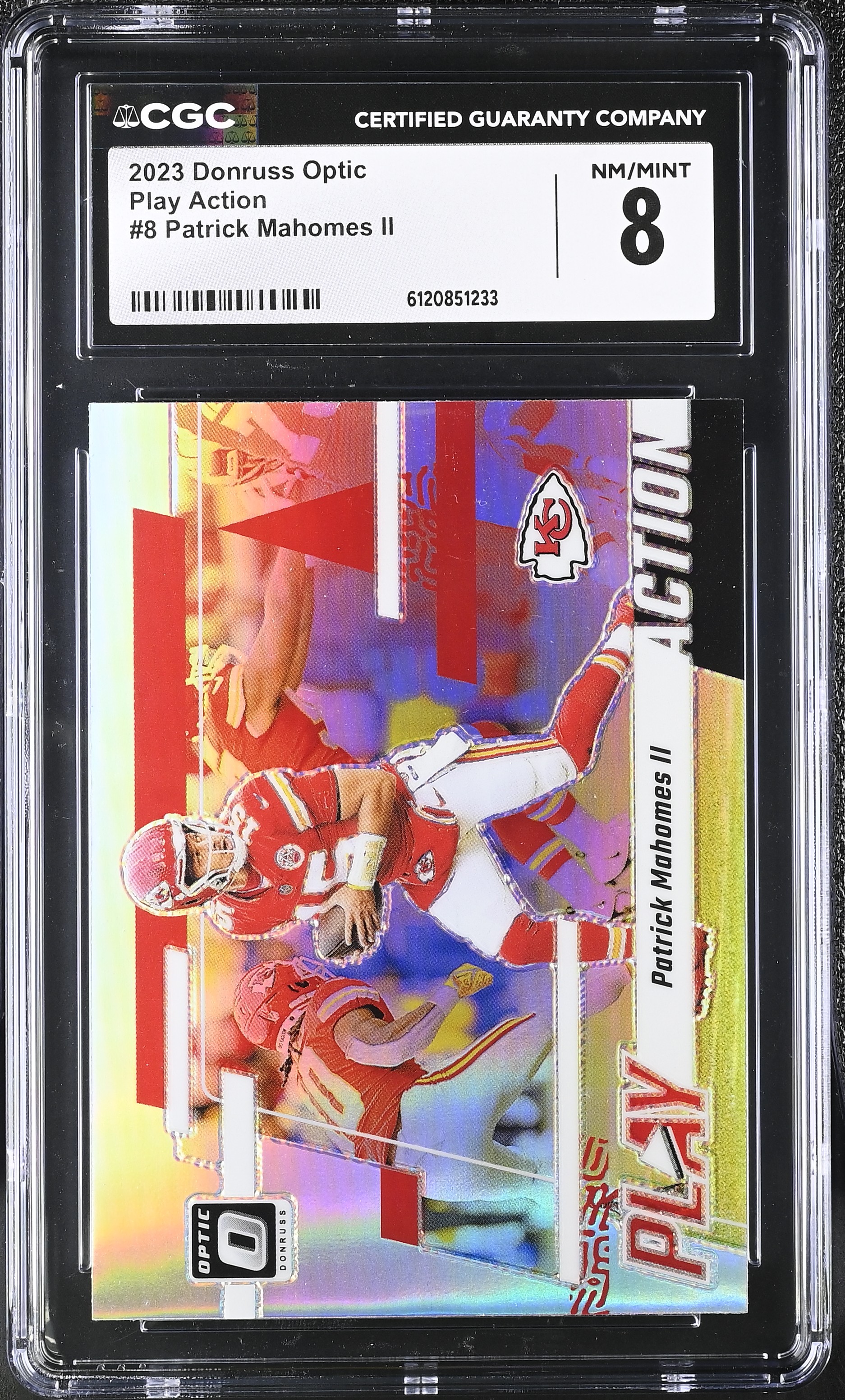 Patrick Mahomes II 2023 Donruss Optic Play Action #8 (CGC 8) at PristineAuction.com Patrick Mahomes II 2023 Donruss Optic Play Action #8 (CGC 8) at PristineAuction.com