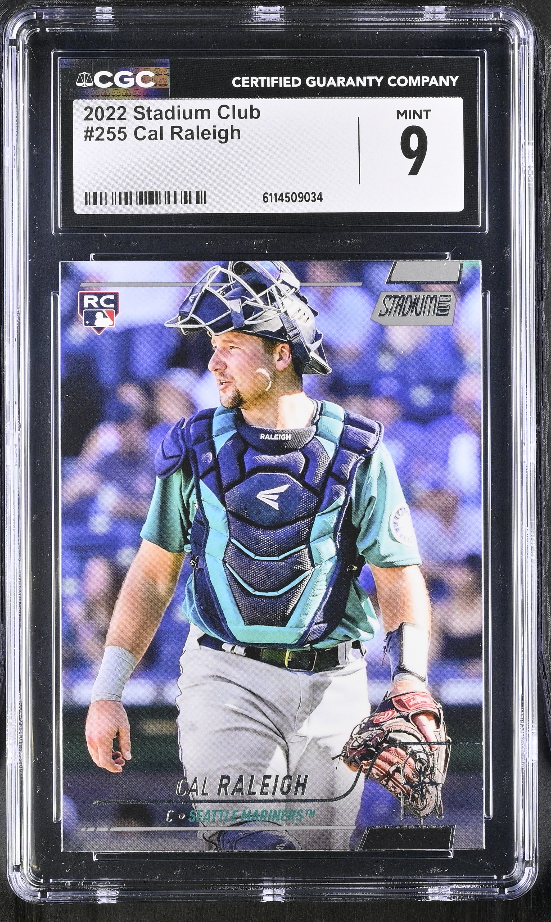 Cal Raleigh 2022 Stadium Club #255 RC (CGC 9) at PristineAuction.com Cal Raleigh 2022 Stadium Club #255 RC (CGC 9) at PristineAuction.com