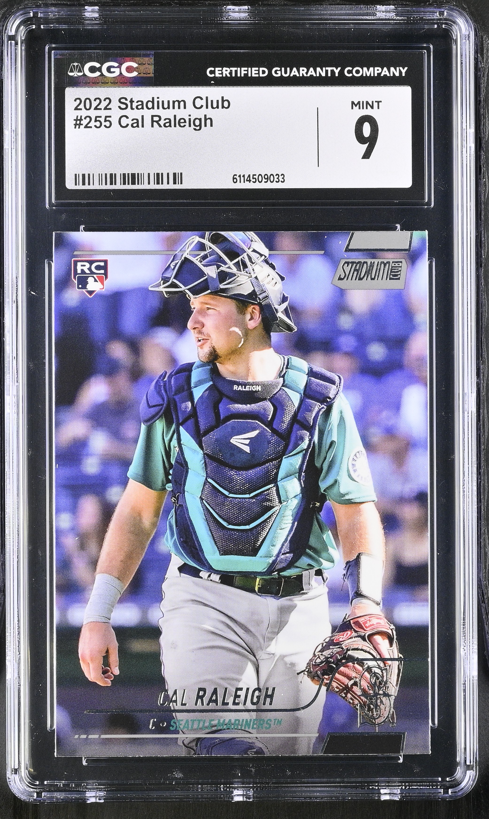 Cal Raleigh 2022 Stadium Club #255 RC (CGC 9) at PristineAuction.com Cal Raleigh 2022 Stadium Club #255 RC (CGC 9) at PristineAuction.com