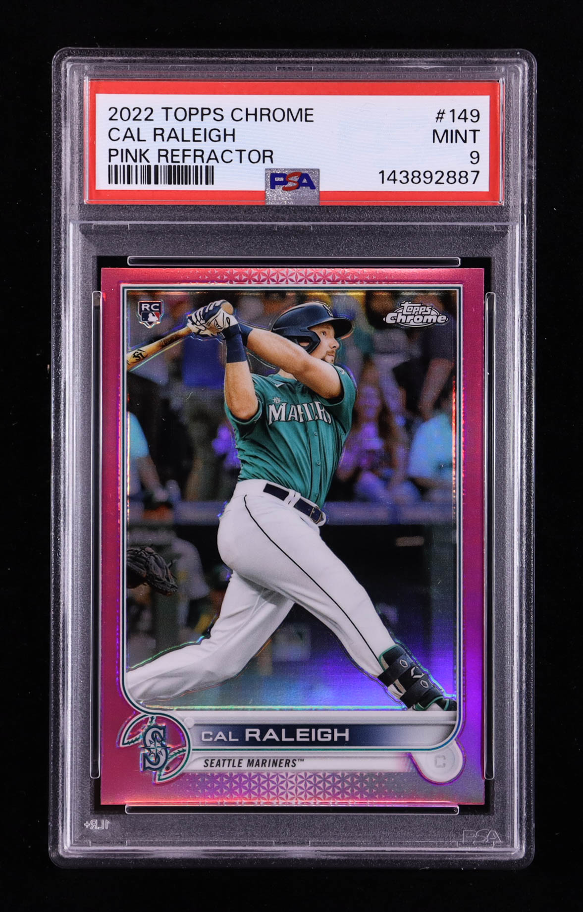 Cal Raleigh 2022 Topps Chrome Pink Refractors #149 RC (PSA 9) at PristineAuction.com Cal Raleigh 2022 Topps Chrome Pink Refractors #149 RC (PSA 9) at PristineAuction.com