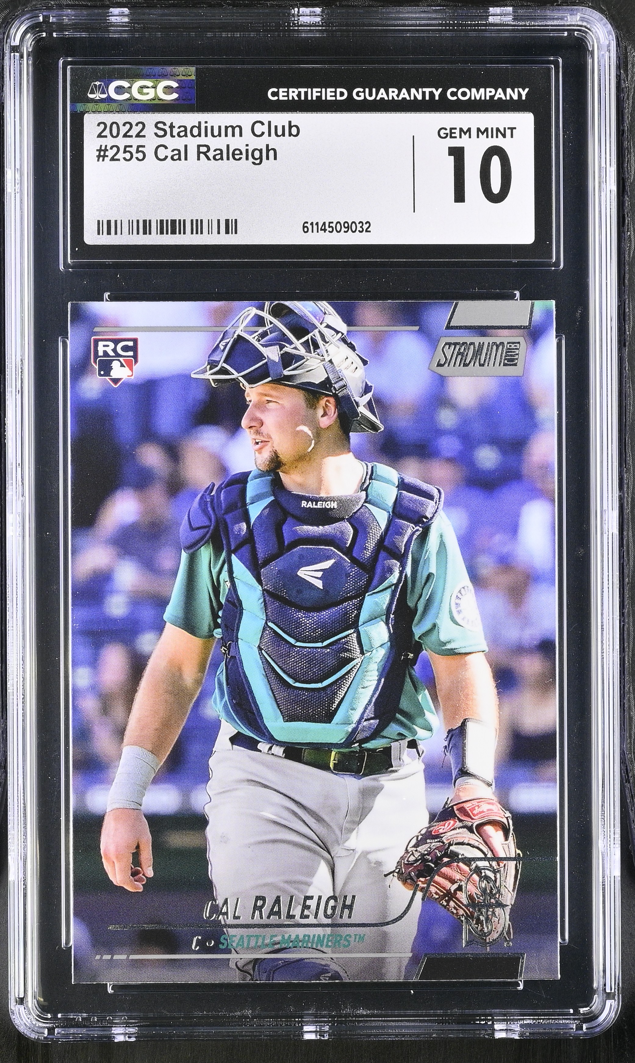 Cal Raleigh 2022 Stadium Club #255 RC (CGC GEM MINT 10) at PristineAuction.com Cal Raleigh 2022 Stadium Club #255 RC (CGC GEM MINT 10) at PristineAuction.com