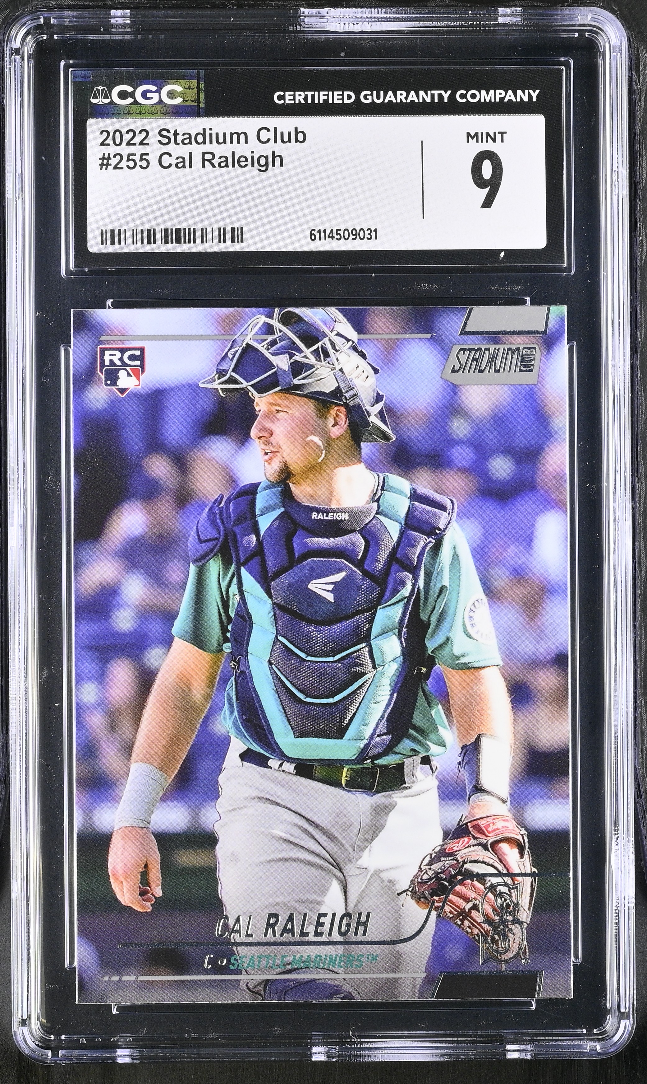 Cal Raleigh 2022 Stadium Club #255 RC (CGC 9) at PristineAuction.com Cal Raleigh 2022 Stadium Club #255 RC (CGC 9) at PristineAuction.com