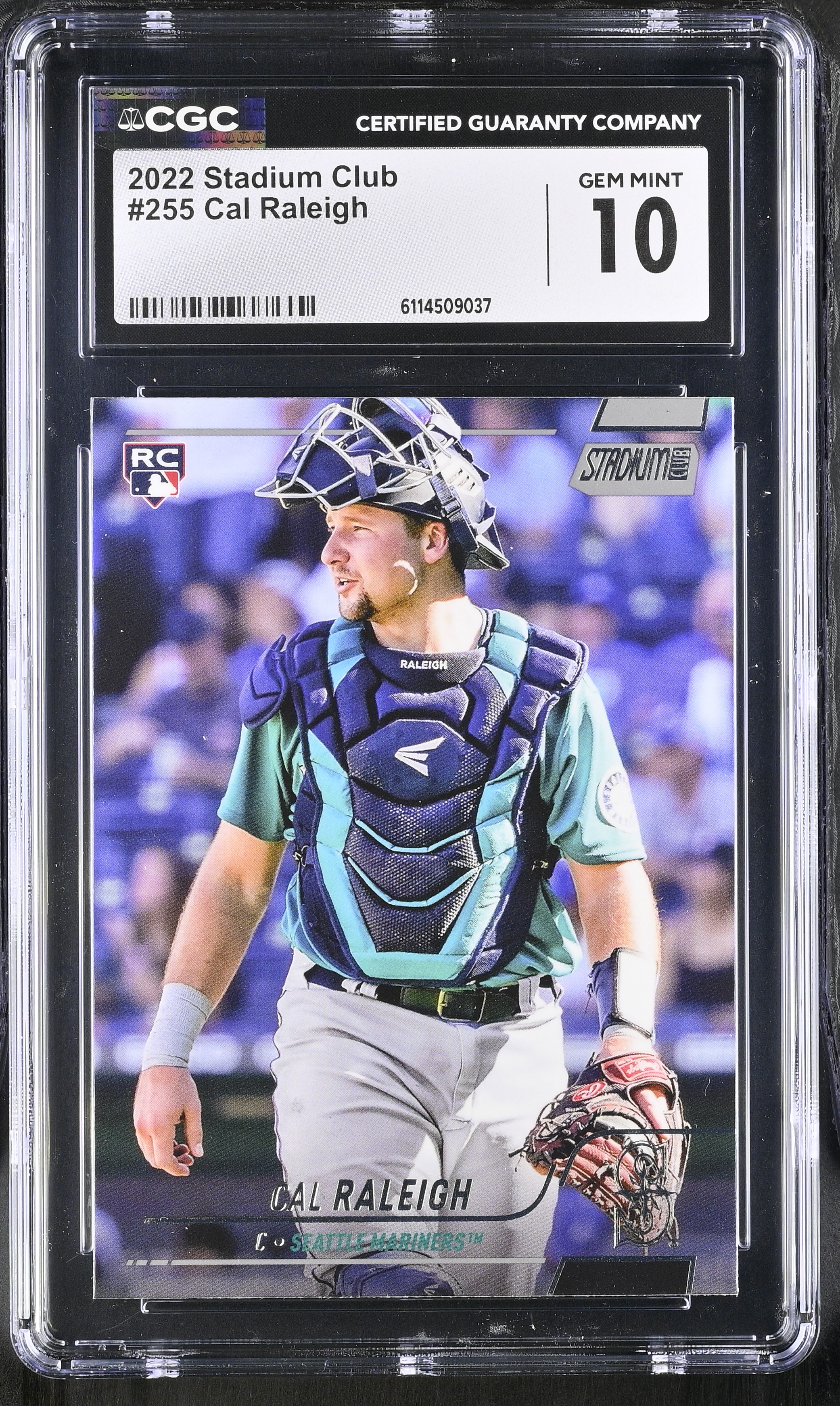 Cal Raleigh 2022 Stadium Club #255 RC (CGC GEM MINT 10) at PristineAuction.com Cal Raleigh 2022 Stadium Club #255 RC (CGC GEM MINT 10) at PristineAuction.com