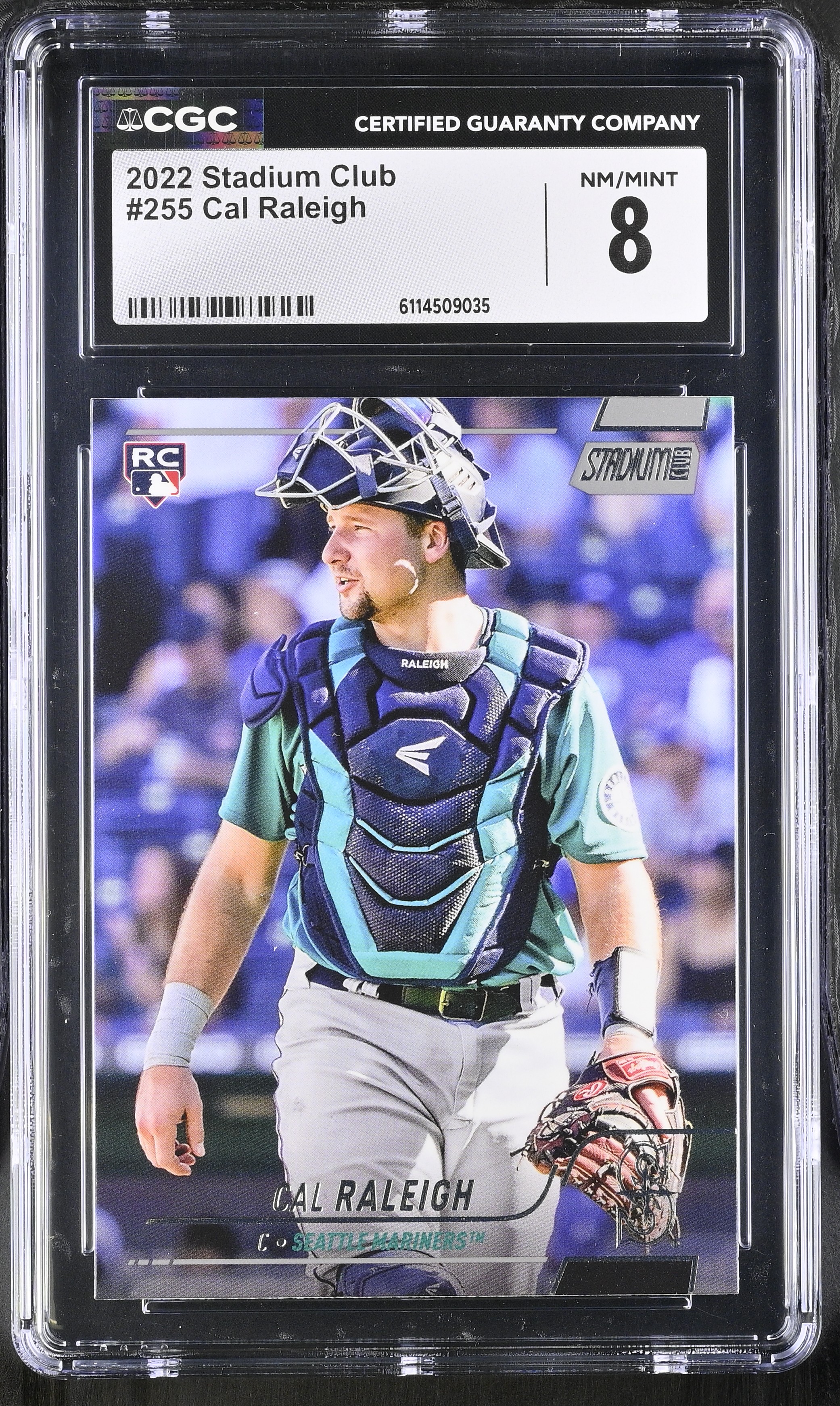 Cal Raleigh 2022 Stadium Club #255 RC (CGC 8) at PristineAuction.com Cal Raleigh 2022 Stadium Club #255 RC (CGC 8) at PristineAuction.com