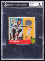Ted Williams Signed Red Sox Hall Of Fame Cooperstown Photo Card with Pure Silver Proof Coin (BGS | Auto Grade 10) at PristineAuction.com