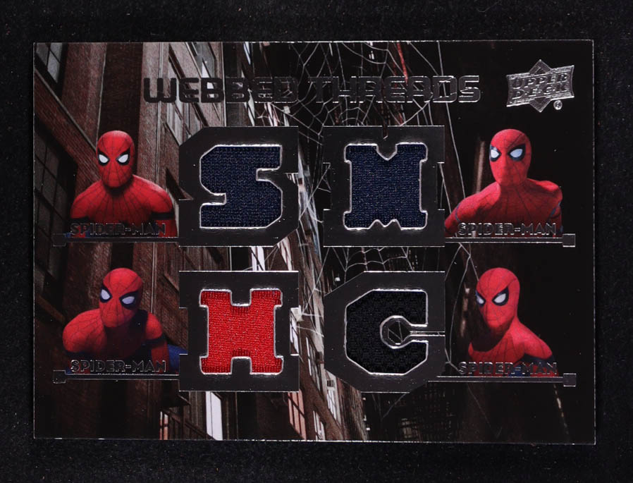 Spider-Man 2017 Upper Deck Spider-Man Homecoming Webbed Threads Quad Memorabilia #WTQ7 at PristineAuction.com Spider-Man 2017 Upper Deck Spider-Man Homecoming Webbed Threads Quad Memorabilia #WTQ7 at PristineAuction.com