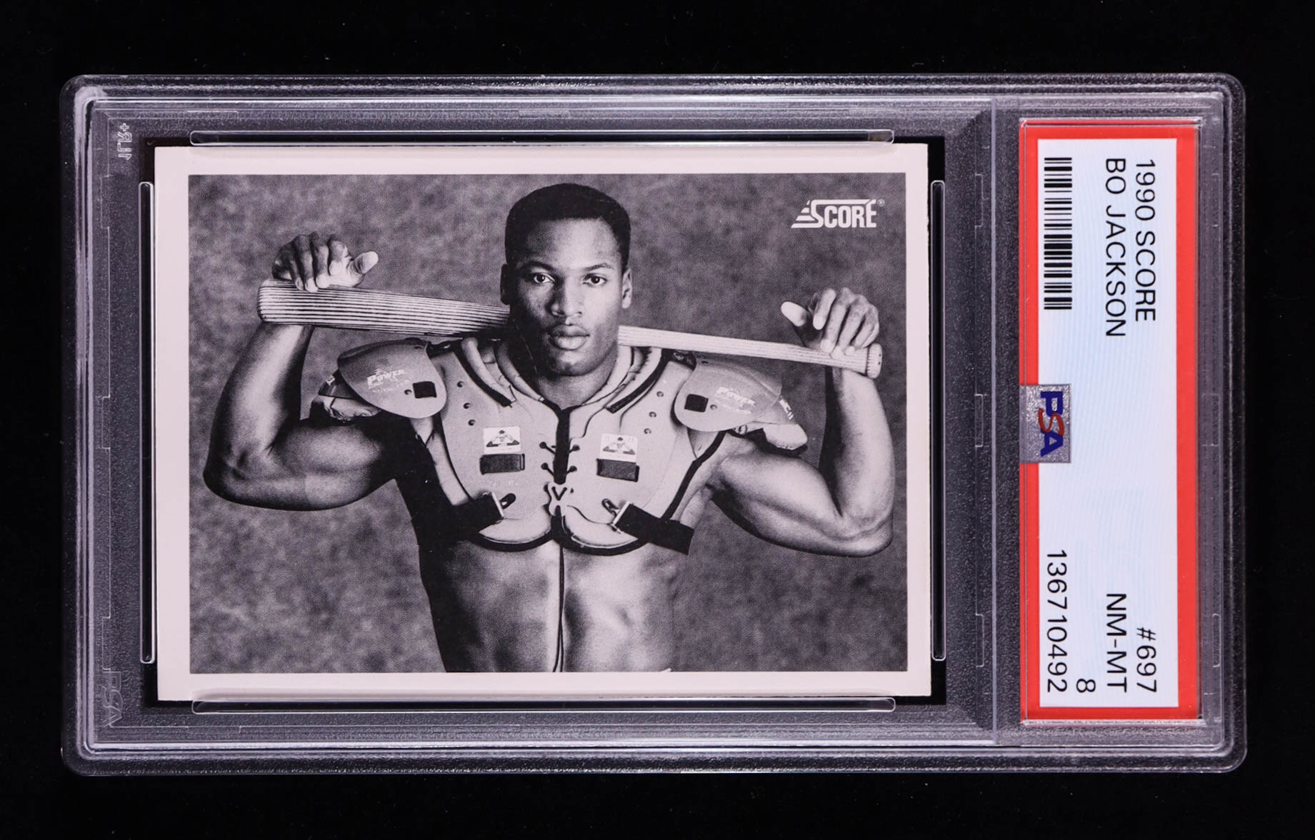 Bo Jackson 1990 Score #697 FB/BB (PSA 8) at PristineAuction.com Bo Jackson 1990 Score #697 FB/BB (PSA 8) at PristineAuction.com
