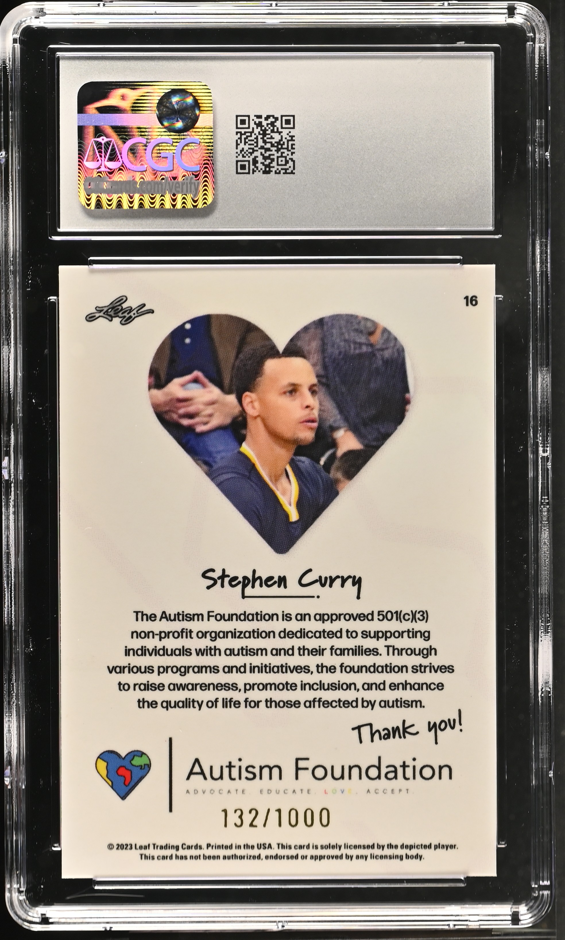 Stephen Curry 2023 Leaf X Autism Foundation #16 #132/1000 (CGC 7.5) at PristineAuction.com Stephen Curry 2023 Leaf X Autism Foundation #16 #132/1000 (CGC 7.5) at PristineAuction.com
