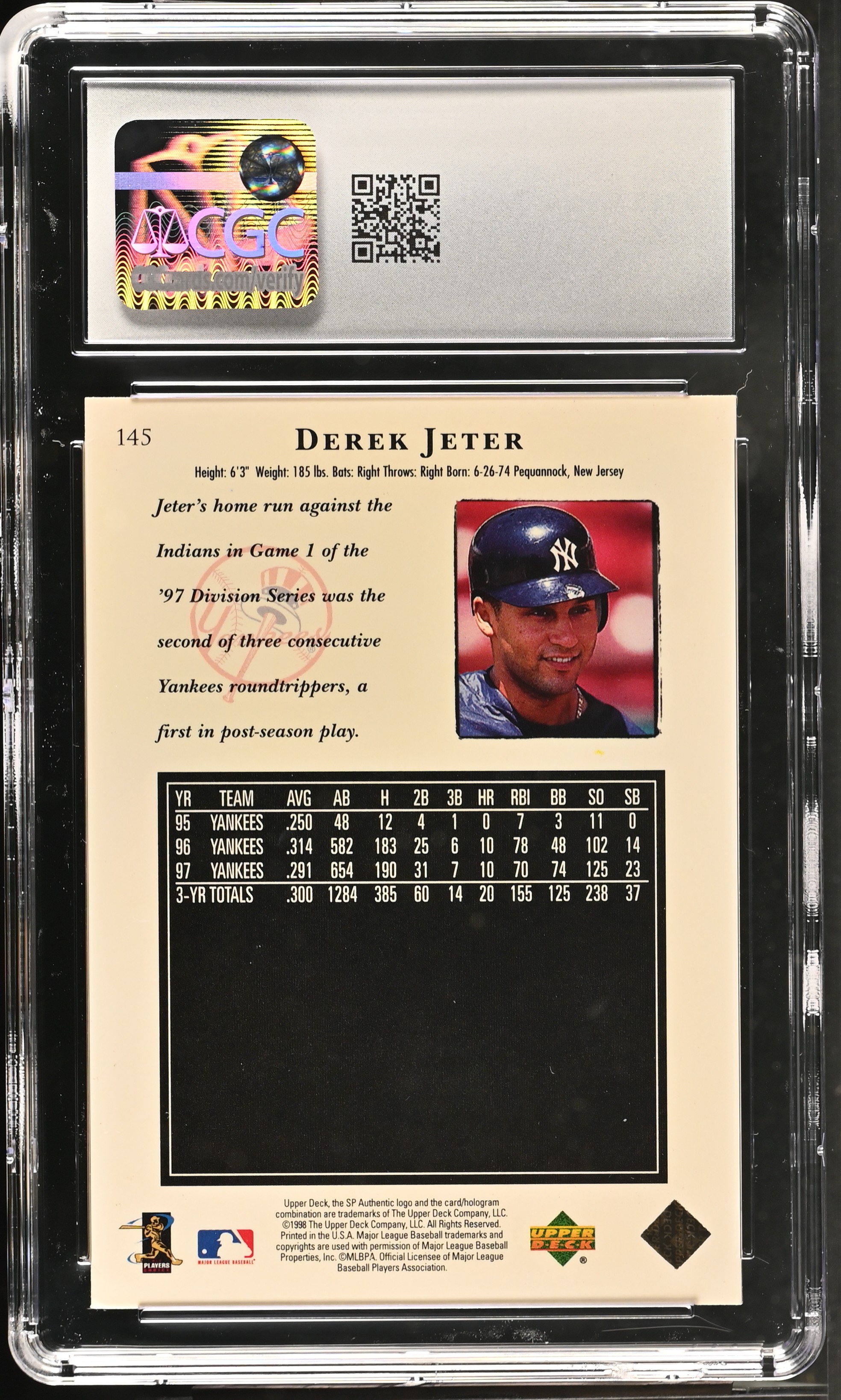 Derek Jeter 1998 SP Authentic #145 (CGC 7) at PristineAuction.com Derek Jeter 1998 SP Authentic #145 (CGC 7) at PristineAuction.com