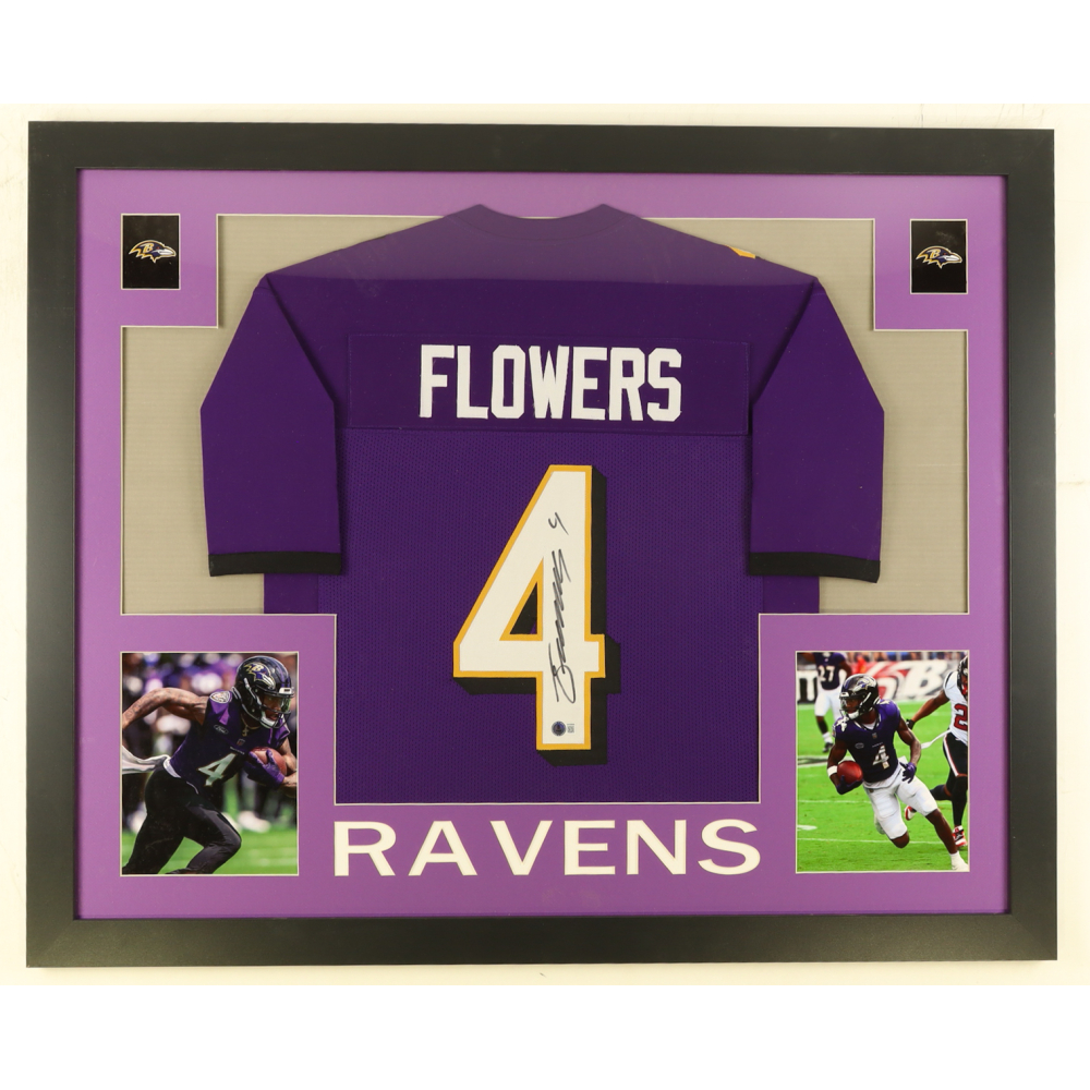 Zay Flowers Signed Custom Framed Jersey Display (Beckett) at PristineAuction.com
