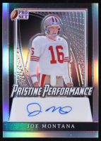 Joe Montana 2024 Leaf Pro Set Pristine Performance Prismatic Silver Auto #PP-JM5 #23/35 at PristineAuction.com