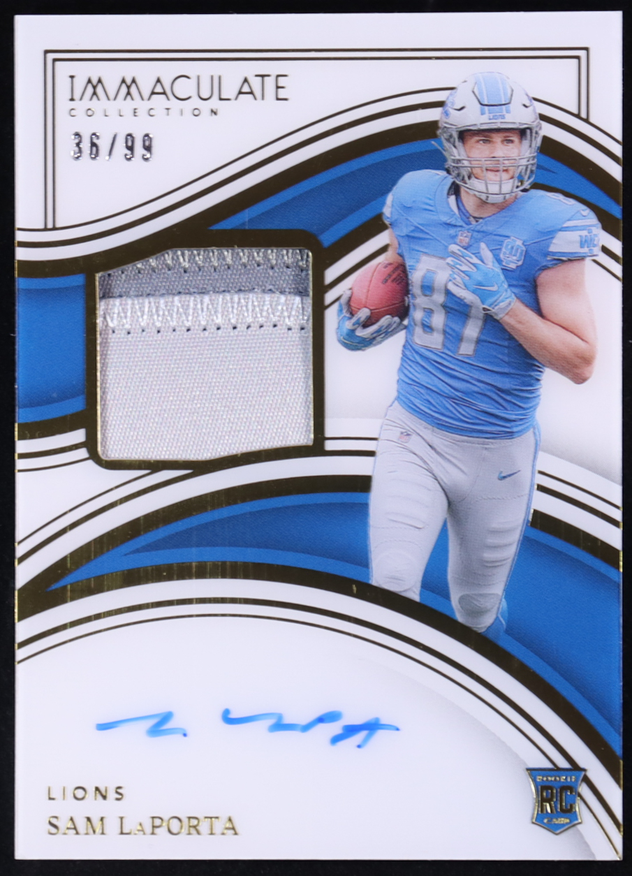 Sam LaPorta 2023 Immaculate Collection #132 JSY AU RC #36/99 at PristineAuction.com Sam LaPorta 2023 Immaculate Collection #132 JSY AU RC #36/99 at PristineAuction.com