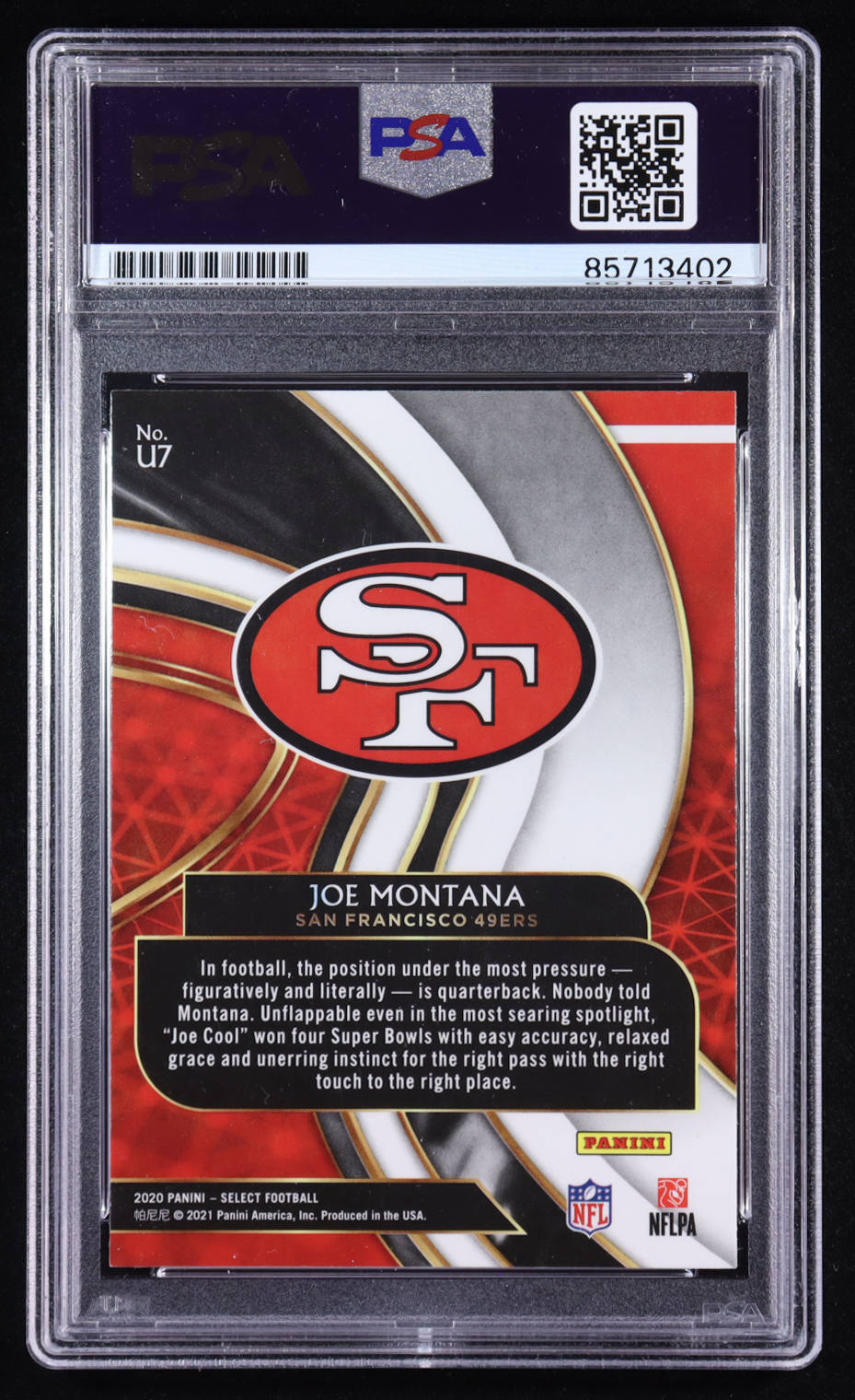 Joe Montana Signed 2020 Select Unbreakable #7 (PSA) at PristineAuction.com Joe Montana Signed 2020 Select Unbreakable #7 (PSA) at PristineAuction.com