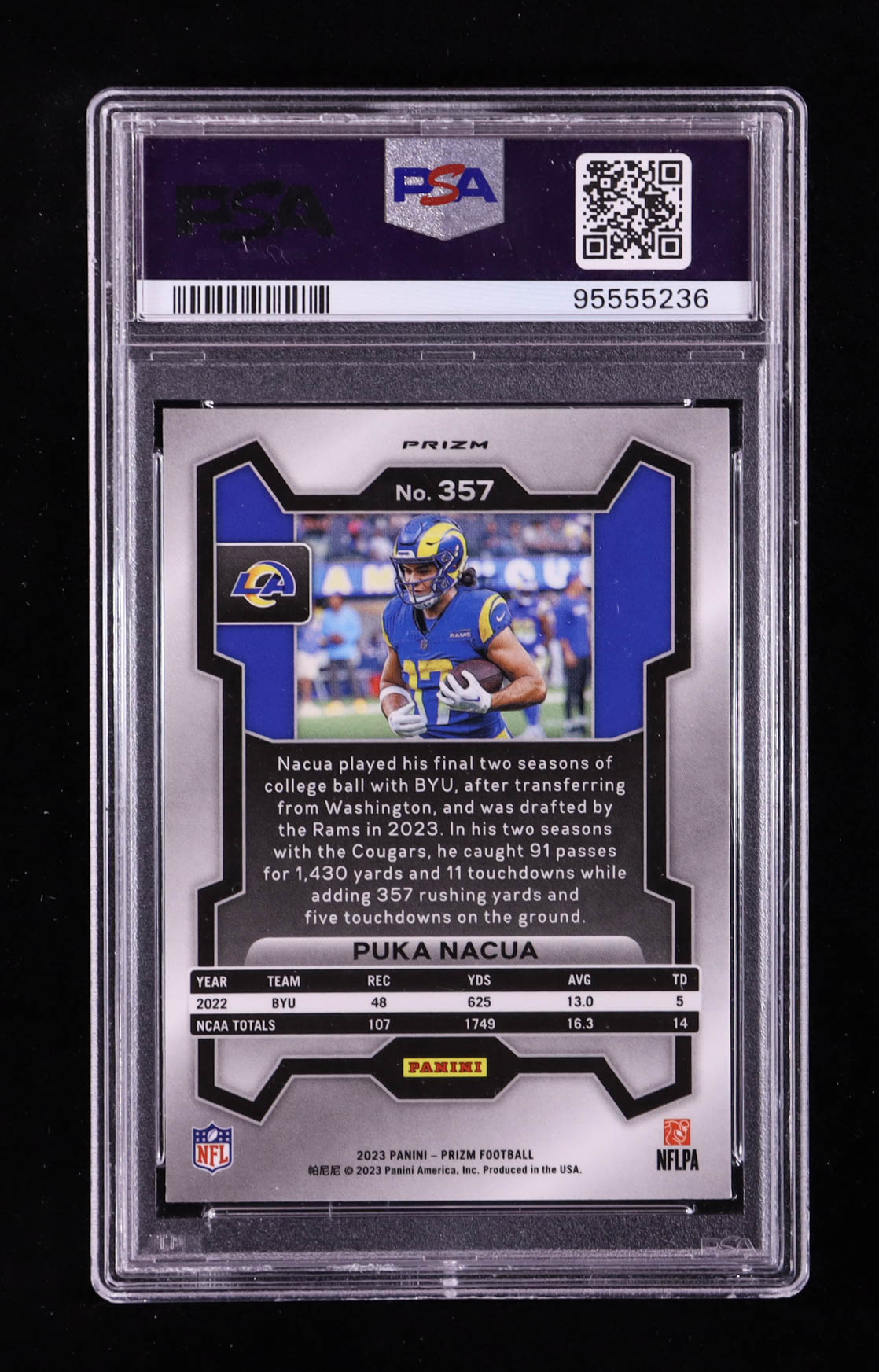 Puka Nacua 2023 Panini Prizm Prizms Orange Disco #357 RC (PSA 10) at PristineAuction.com Puka Nacua 2023 Panini Prizm Prizms Orange Disco #357 RC (PSA 10) at PristineAuction.com