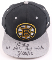 David Pastrnak Signed Bruins Adjustable Hat Inscribed "1st NHL Hat Trick" & "3/12/18" (JSA) at PristineAuction.com