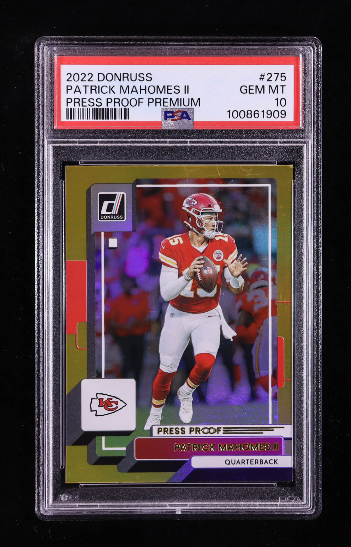 Patrick Mahomes II 2022 Donruss Press Proof Premium #275 (PSA 10) at PristineAuction.com Patrick Mahomes II 2022 Donruss Press Proof Premium #275 (PSA 10) at PristineAuction.com