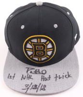 David Pastrnak Signed Bruins Adjustable Hat Inscribed "1st NHL Hat Trick" & "3/12/18" (JSA) at PristineAuction.com