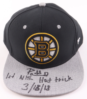 David Pastrnak Signed Bruins Adjustable Hat Inscribed "1st NHL Hat Trick" & "3/12/18" (JSA) at PristineAuction.com