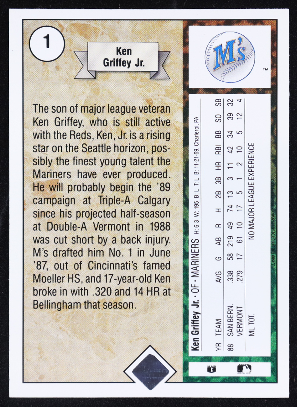 Ken Griffey Jr. 1989 Upper Deck #1 RC at PristineAuction.com Ken Griffey Jr. 1989 Upper Deck #1 RC at PristineAuction.com
