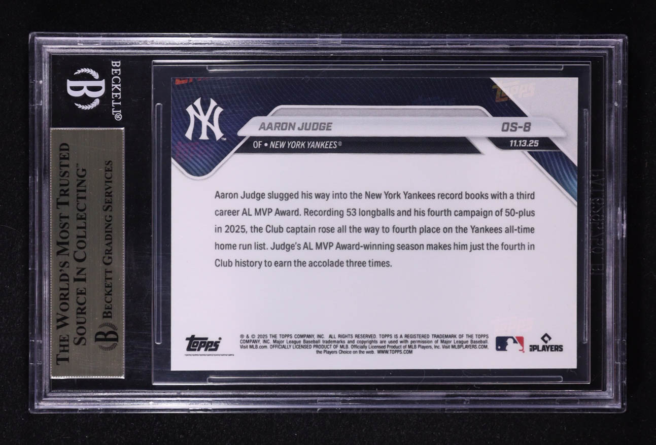 Aaron Judge 2025 Topps Now Offseason #OS8 (BGS 10) at PristineAuction.com Aaron Judge 2025 Topps Now Offseason #OS8 (BGS 10) at PristineAuction.com