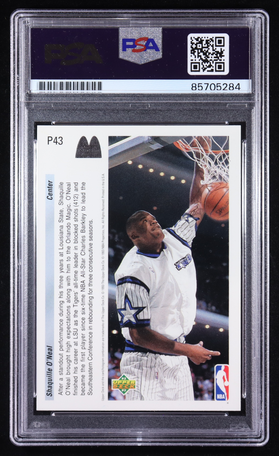 Shaquille O'Neal Signed 1992-93 Upper Deck McDonald's #P43 RC (PSA) at PristineAuction.com Shaquille O'Neal Signed 1992-93 Upper Deck McDonald's #P43 RC (PSA) at PristineAuction.com