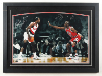 Michael Jordan & Clyde Drexler Signed LE Custom Framed Photo Display #6/223 (UDA & TriStar & GOAT) at PristineAuction.com
