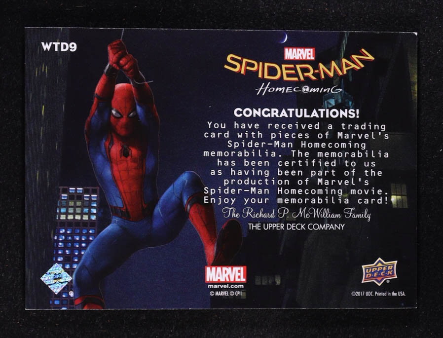 Spider-Man 2017 Upper Deck Spider-Man Homecoming Webbed Threads Dual Memorabilia #WTD9 at PristineAuction.com Spider-Man 2017 Upper Deck Spider-Man Homecoming Webbed Threads Dual Memorabilia #WTD9 at PristineAuction.com