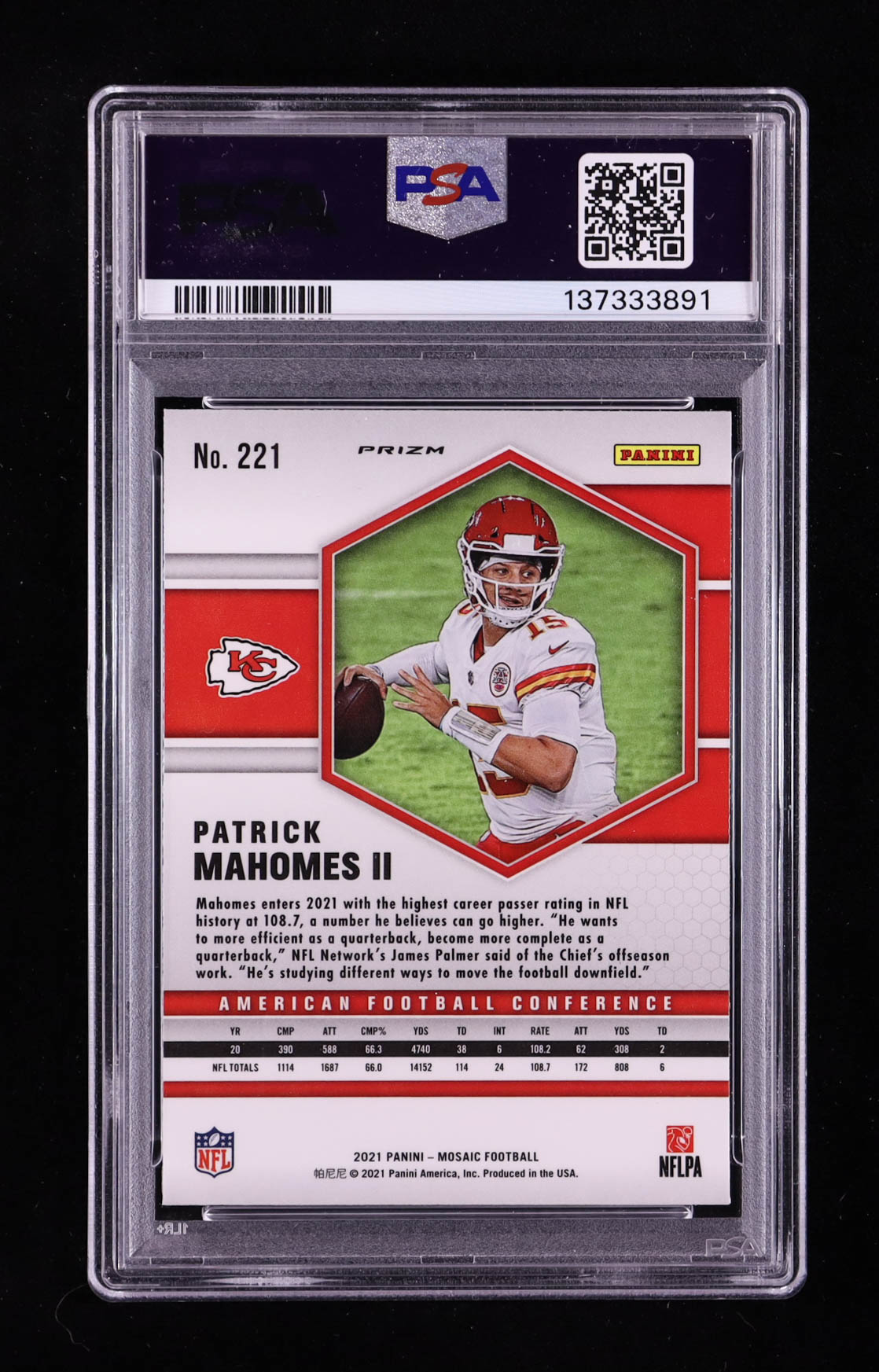 Patrick Mahomes II 2021 Panini Mosaic Mosaic Green #221 AFC (PSA 10) at PristineAuction.com Patrick Mahomes II 2021 Panini Mosaic Mosaic Green #221 AFC (PSA 10) at PristineAuction.com