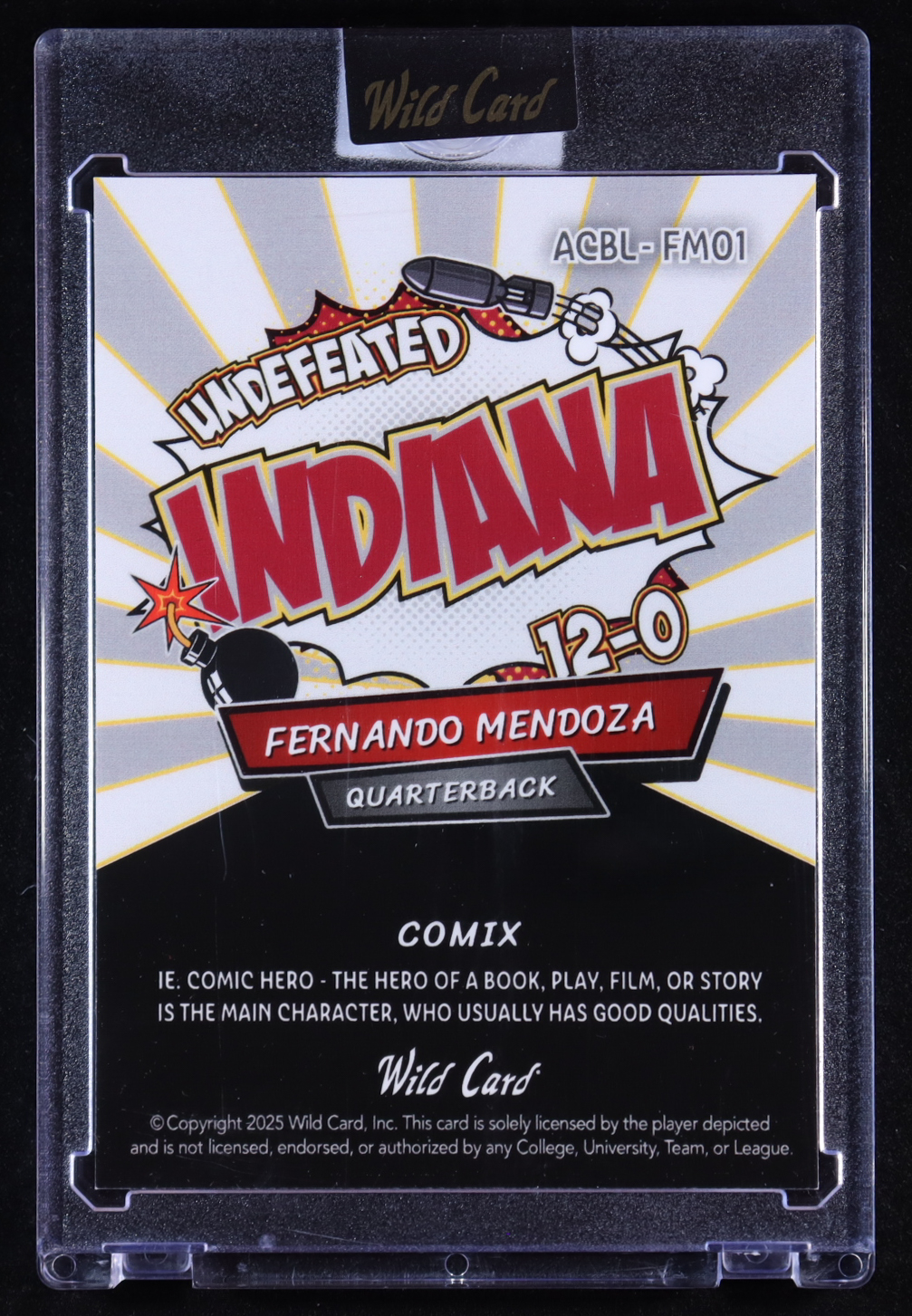 Fernando Mendoza 2025 Wild Card Comix Undefeated Indiana Silver White ...