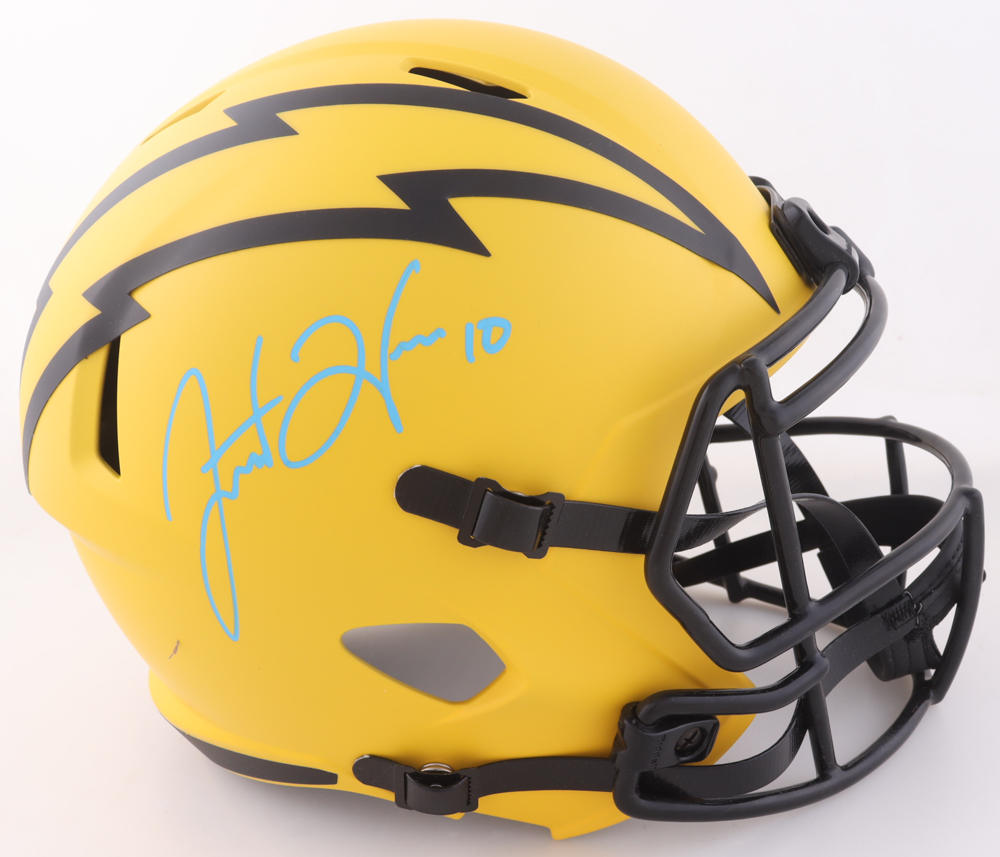Justin Herbert Signed Chargers Full-Size Rave Alternate Speed Helmet (Fanatics) at PristineAuction.com Justin Herbert Signed Chargers Full-Size Rave Alternate Speed Helmet (Fanatics) at PristineAuction.com