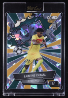 Lamine Yamal 2024 Wild Card Comix Platinum Kopa Trophy Green and Yellow Cracked Ice #ACEF-LY08 RC #1/1 at PristineAuction.com