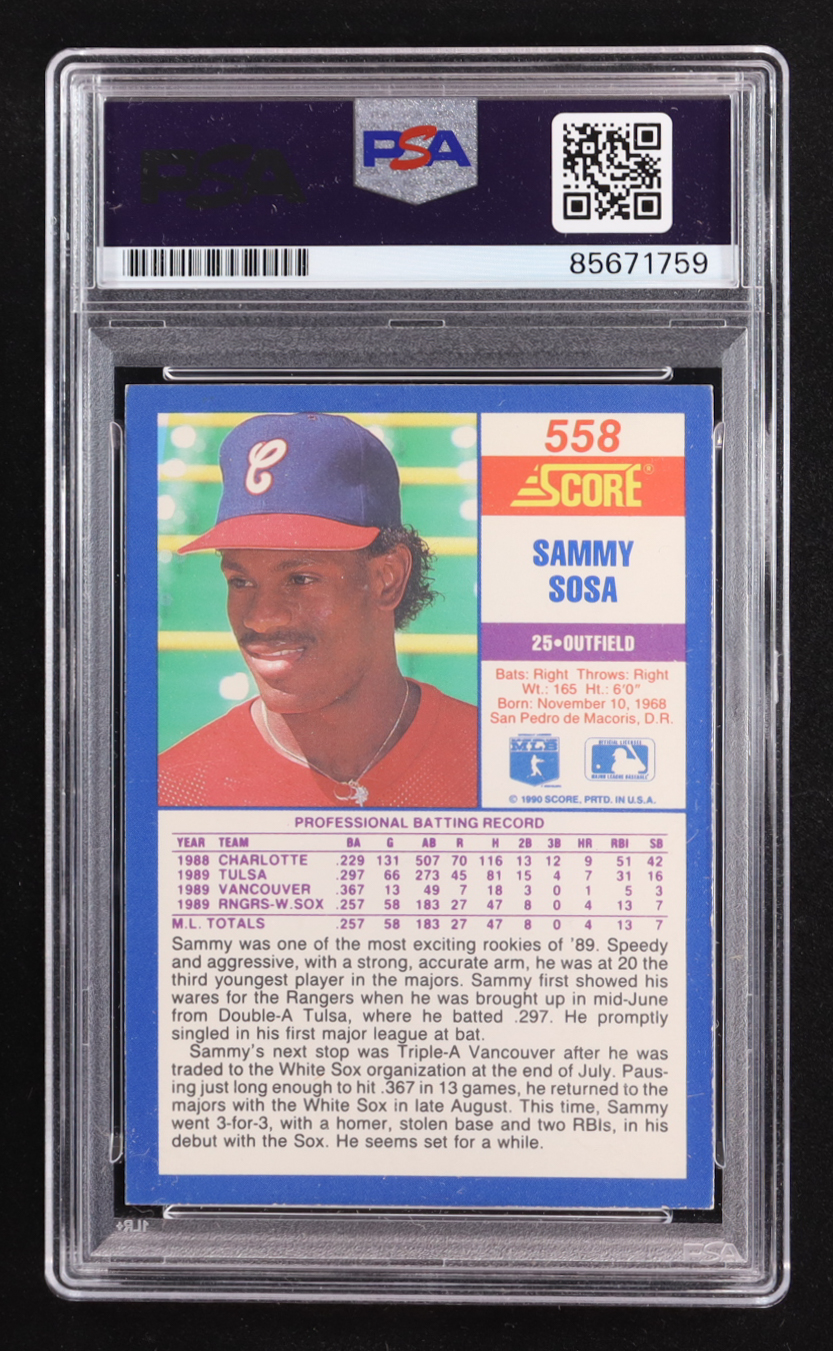 Sammy Sosa Signed 1990 Score #558 RC (PSA) at PristineAuction.com Sammy Sosa Signed 1990 Score #558 RC (PSA) at PristineAuction.com